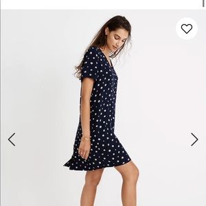Madewell Button Back Shift Dress Daisy Dots Blue